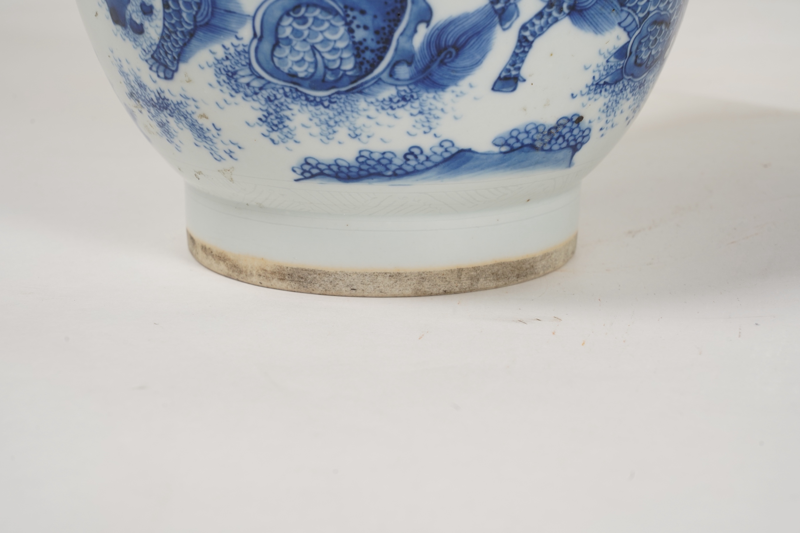 A Chinese blue and white ‘mythical beasts’ jar and cover, possibly Chongzhen period (1627-1644)